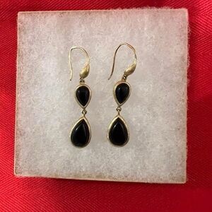 Rivka Friedman Black onyx and 18k Gold clad Teardrop Earrings